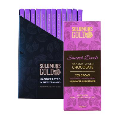 Solomons Gold Organic Vegan Smooth Dark Chocolate (70% Cacao) 55g x 12 Display
